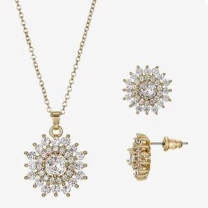 JCPenney Sparkle Allure Cubic Zirconia Fine Gold Plate Sunburst Jewelry Set NWT